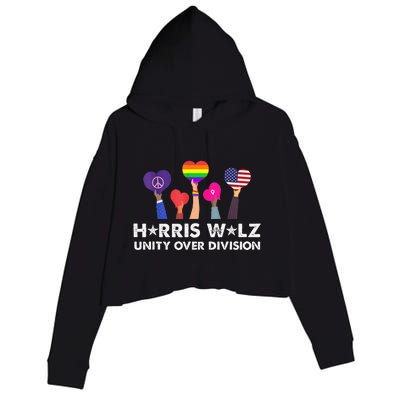 Harris Walz Unity Over Division Crop Fleece Hoodie