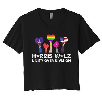 Harris Walz Unity Over Division Women's Crop Top Tee