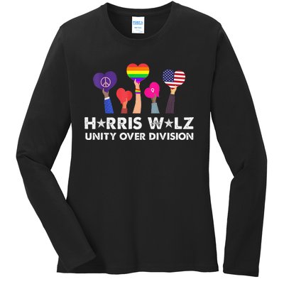 Harris Walz Unity Over Division Ladies Long Sleeve Shirt