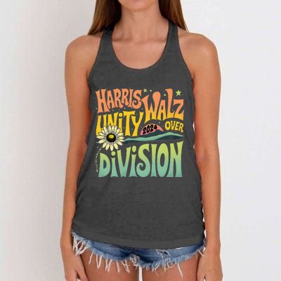 Harris Walz Unity Over Division Kamala Harris Tim Walz 2024 Women's Knotted Racerback Tank