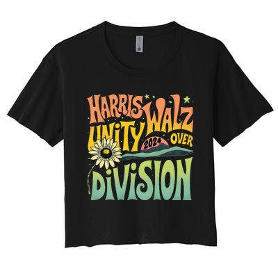 Harris Walz Unity Over Division Kamala Harris Tim Walz 2024 Women's Crop Top Tee