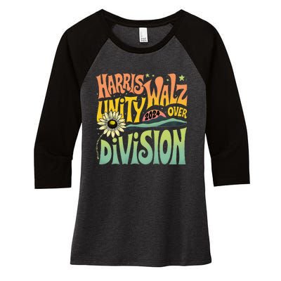 Harris Walz Unity Over Division Kamala Harris Tim Walz 2024 Women's Tri-Blend 3/4-Sleeve Raglan Shirt