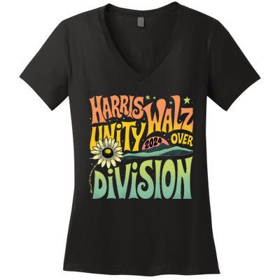 Harris Walz Unity Over Division Kamala Harris Tim Walz 2024 Women's V-Neck T-Shirt