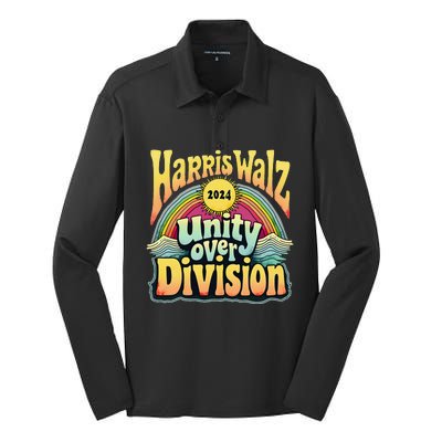 Harris Walz Unity Over Division Kamala Harris Election Day Silk Touch Performance Long Sleeve Polo