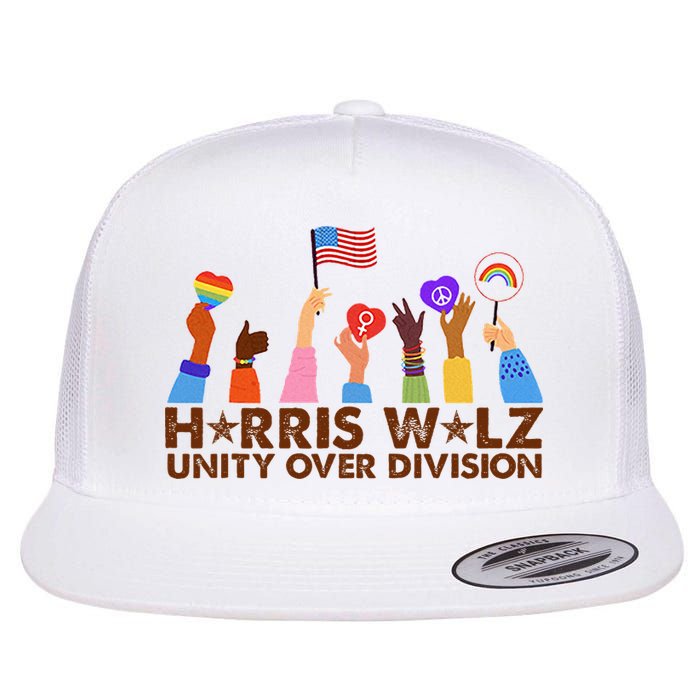 Harris Walz Unity Over Division Flat Bill Trucker Hat