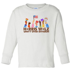 Harris Walz Unity Over Division Toddler Long Sleeve Shirt