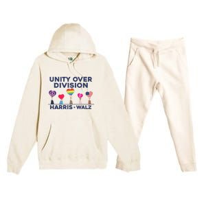 Harris Walz Unity Over Division Election 2024 Premium Hooded Sweatsuit Set