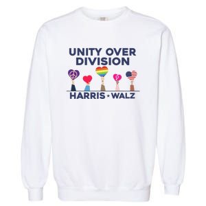 Harris Walz Unity Over Division Election 2024 Garment-Dyed Sweatshirt