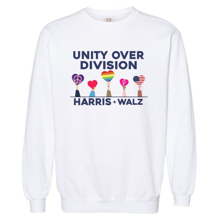 Harris Walz Unity Over Division Election 2024 Garment-Dyed Sweatshirt