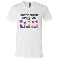 Harris Walz Unity Over Division Election 2024 V-Neck T-Shirt