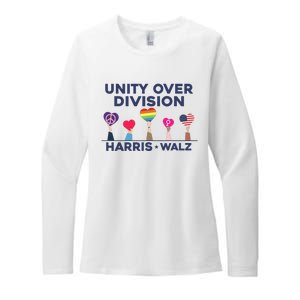 Harris Walz Unity Over Division Election 2024 Womens CVC Long Sleeve Shirt