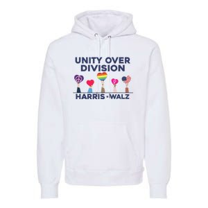 Harris Walz Unity Over Division Election 2024 Premium Hoodie