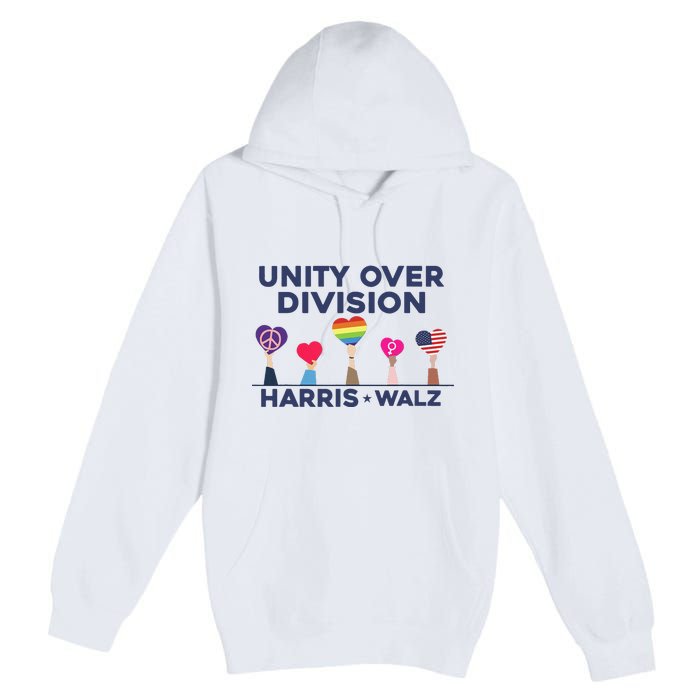 Harris Walz Unity Over Division Election 2024 Premium Pullover Hoodie