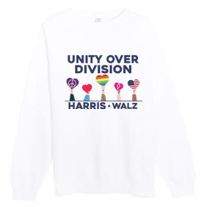 Harris Walz Unity Over Division Election 2024 Premium Crewneck Sweatshirt