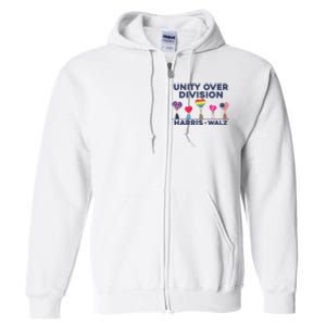 Harris Walz Unity Over Division Election 2024 Full Zip Hoodie