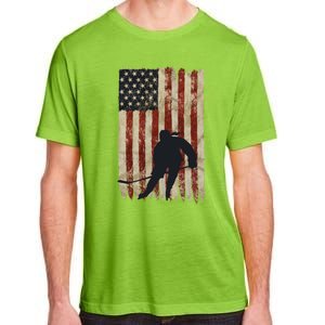 Hockey Weathered Usa Flag Patriotic Cute Gift Adult ChromaSoft Performance T-Shirt