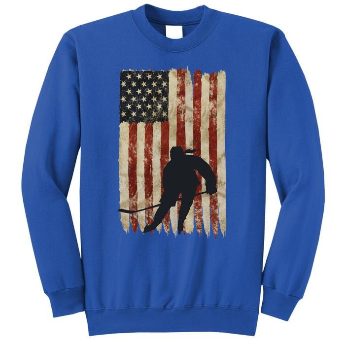 Hockey Weathered Usa Flag Patriotic Cute Gift Sweatshirt