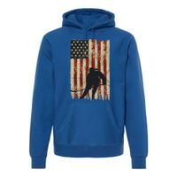 Hockey Weathered Usa Flag Patriotic Cute Gift Premium Hoodie