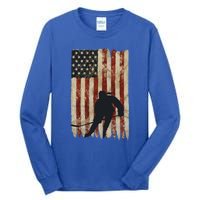 Hockey Weathered Usa Flag Patriotic Cute Gift Tall Long Sleeve T-Shirt