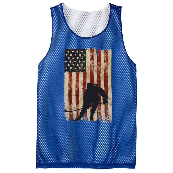 Hockey Weathered Usa Flag Patriotic Cute Gift Mesh Reversible Basketball Jersey Tank