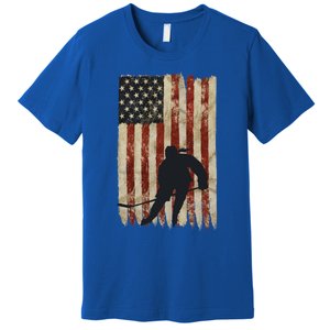 Hockey Weathered Usa Flag Patriotic Cute Gift Premium T-Shirt