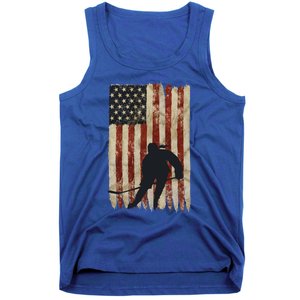 Hockey Weathered Usa Flag Patriotic Cute Gift Tank Top