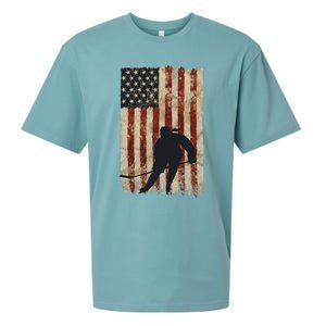 Hockey Weathered Usa Flag Patriotic Cute Gift Sueded Cloud Jersey T-Shirt