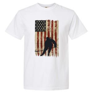 Hockey Weathered Usa Flag Patriotic Cute Gift Garment-Dyed Heavyweight T-Shirt