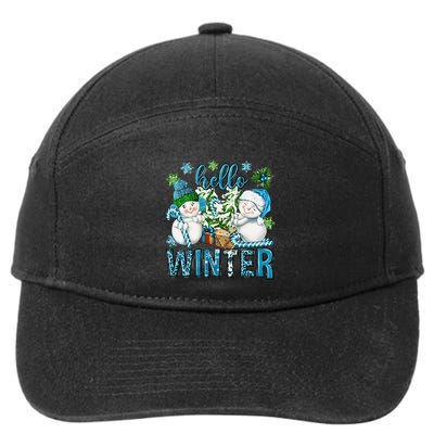 Hello Winter Vibes Cozy Season Snowman Christmas Pajamas 7-Panel Snapback Hat