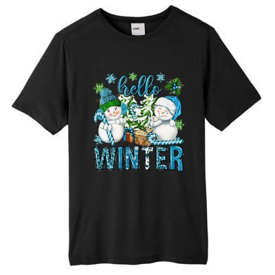 Hello Winter Vibes Cozy Season Snowman Christmas Pajamas Tall Fusion ChromaSoft Performance T-Shirt