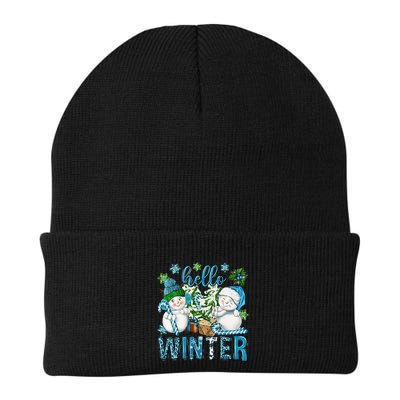 Hello Winter Vibes Cozy Season Snowman Christmas Pajamas Beanie