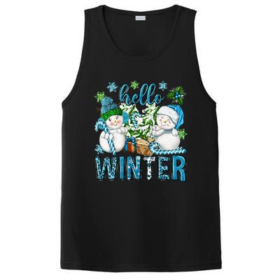 Hello Winter Vibes Cozy Season Snowman Christmas Pajamas PosiCharge Competitor Tank