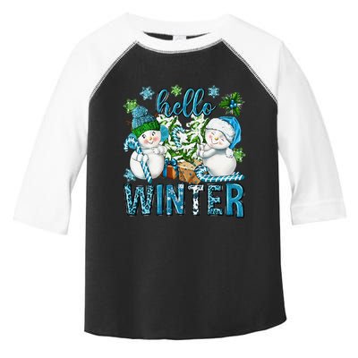 Hello Winter Vibes Cozy Season Snowman Christmas Pajamas Toddler Fine Jersey T-Shirt