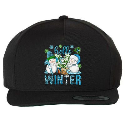Hello Winter Vibes Cozy Season Snowman Christmas Pajamas Wool Snapback Cap