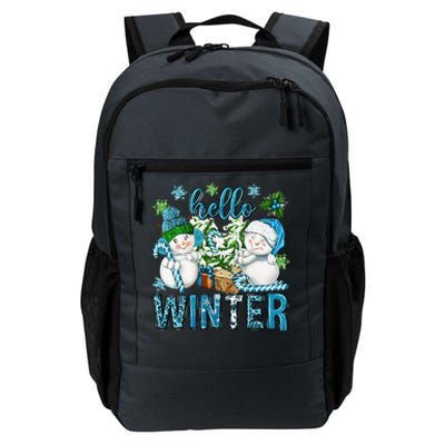 Hello Winter Vibes Cozy Season Snowman Christmas Pajamas Daily Commute Backpack