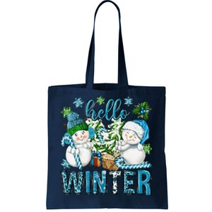 Hello Winter Vibes Cozy Season Snowman Christmas Pajamas Tote Bag