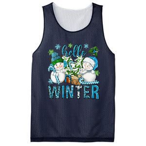 Hello Winter Vibes Cozy Season Snowman Christmas Pajamas Mesh Reversible Basketball Jersey Tank