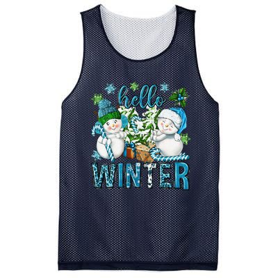 Hello Winter Vibes Cozy Season Snowman Christmas Pajamas Mesh Reversible Basketball Jersey Tank