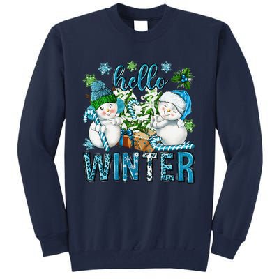 Hello Winter Vibes Cozy Season Snowman Christmas Pajamas Tall Sweatshirt