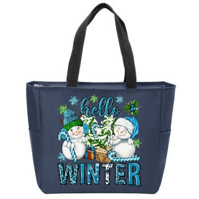 Hello Winter Vibes Cozy Season Snowman Christmas Pajamas Zip Tote Bag