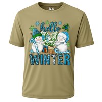 Hello Winter Vibes Cozy Season Snowman Christmas Pajamas Cooling Performance Crew T-Shirt