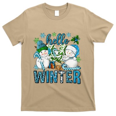 Hello Winter Vibes Cozy Season Snowman Christmas Pajamas T-Shirt