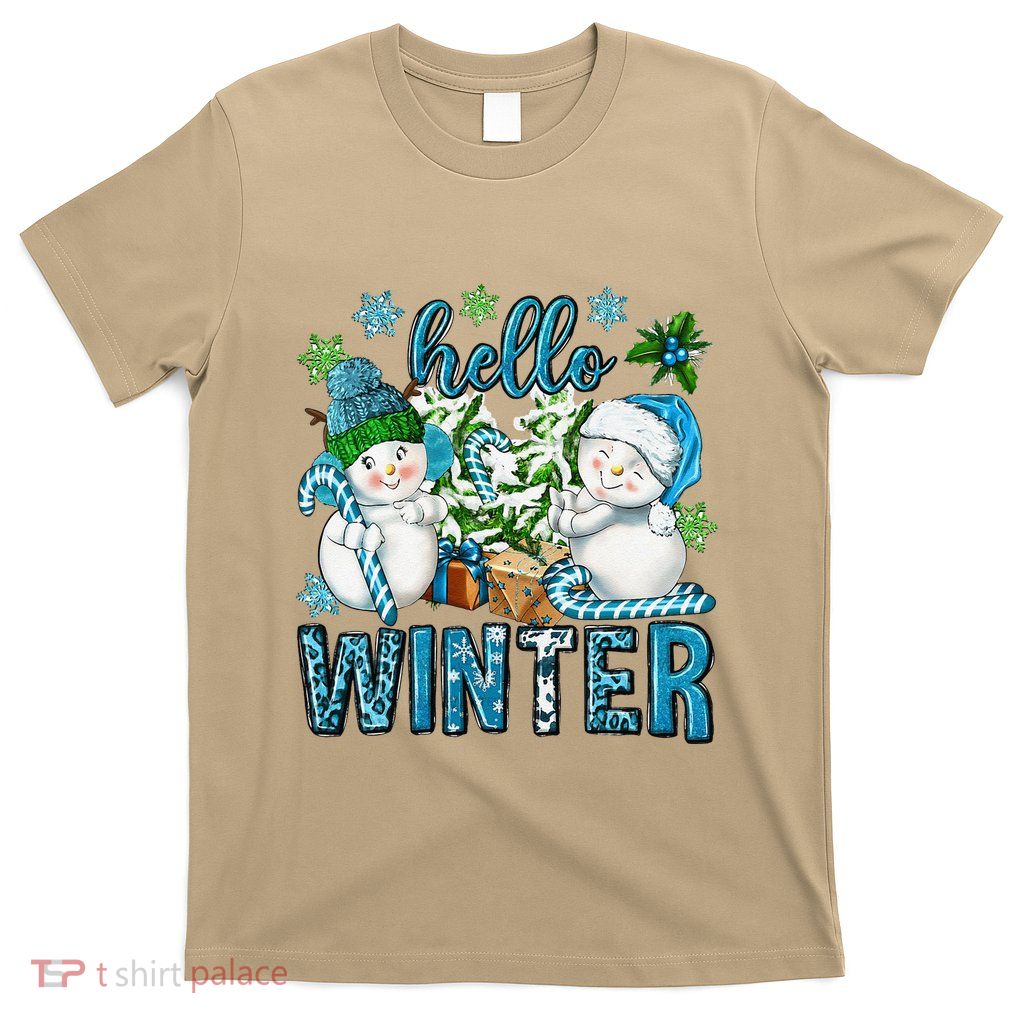 Hello Winter Vibes Cozy Season Snowman Christmas Pajamas T-Shirt