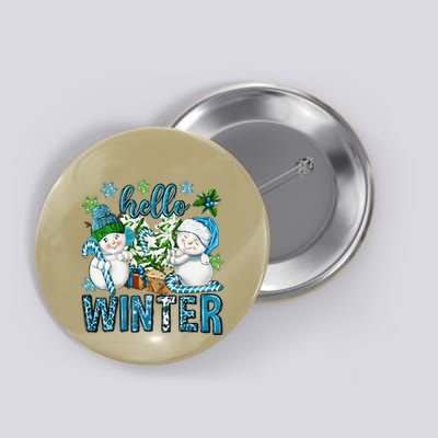 Hello Winter Vibes Cozy Season Snowman Christmas Pajamas Button