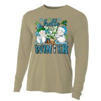 Hello Winter Vibes Cozy Season Snowman Christmas Pajamas Cooling Performance Long Sleeve Crew