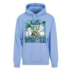 Hello Winter Vibes Cozy Season Snowman Christmas Pajamas Unisex Surf Hoodie