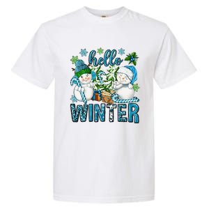 Hello Winter Vibes Cozy Season Snowman Christmas Pajamas Garment-Dyed Heavyweight T-Shirt