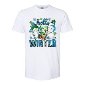 Hello Winter Vibes Cozy Season Snowman Christmas Pajamas Softstyle CVC T-Shirt