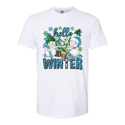 Hello Winter Vibes Cozy Season Snowman Christmas Pajamas Softstyle CVC T-Shirt