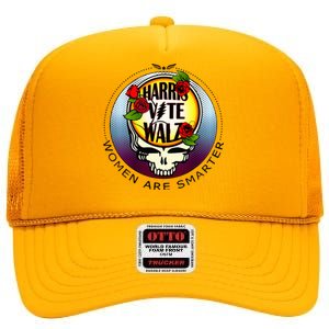 Harris Walz Vote Women Are Smarter High Crown Mesh Back Trucker Hat